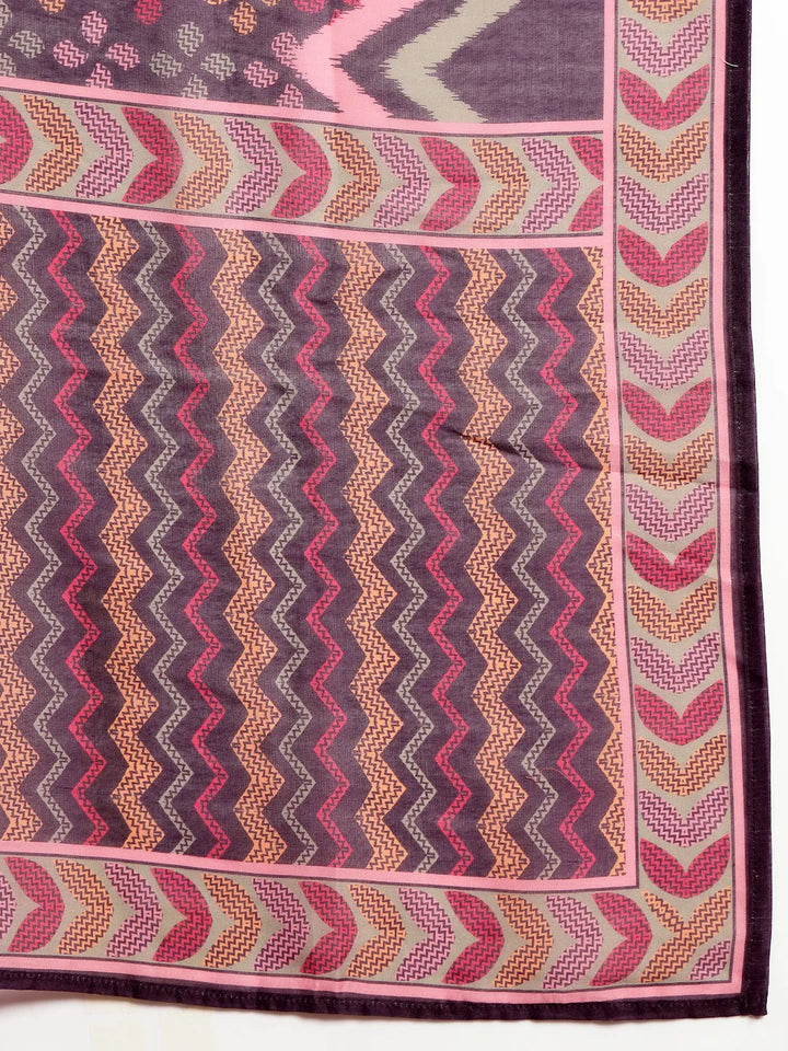 Purple Kantha Work Straight Kurta Trouser Dupatta Set Have A Lining Kurta-Yufta Store-6551SKDPRM