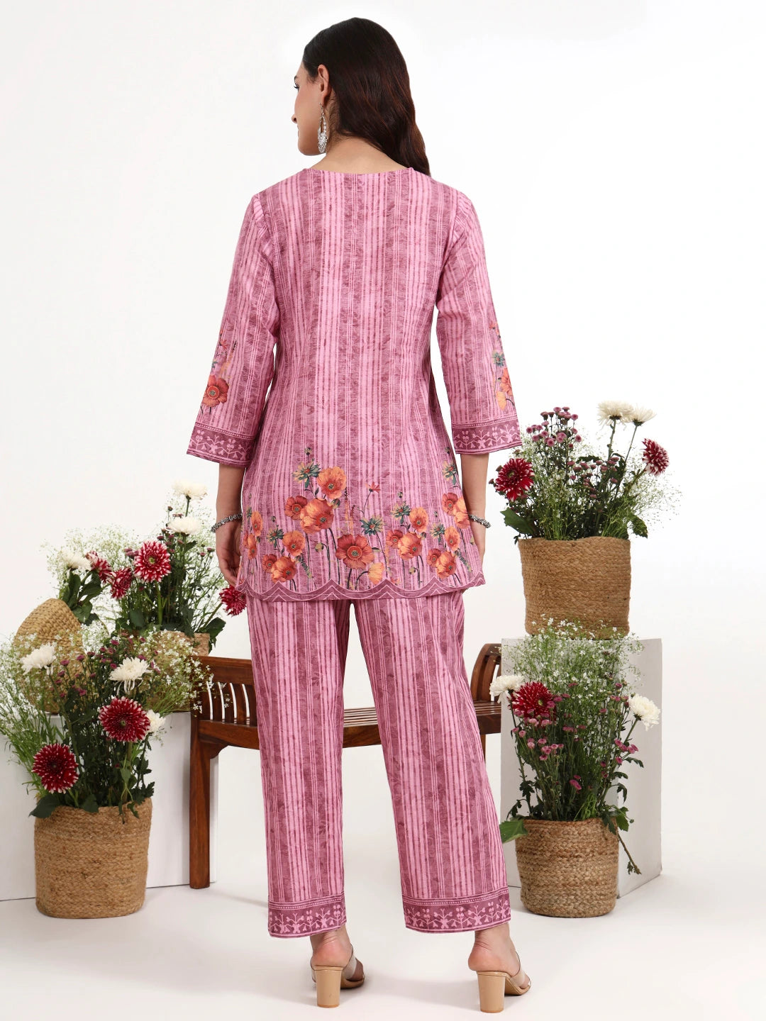 Purple Printed Cotton Co-Ord Set-Yufta Store-7499CRDPRM
