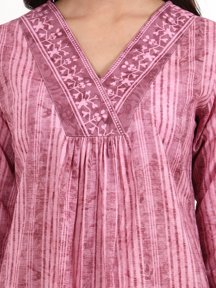 Purple Printed Cotton Co-Ord Set-Yufta Store-7499CRDPRM