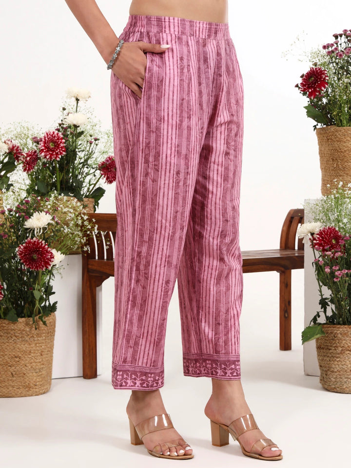 Purple Printed Cotton Co-Ord Set-Yufta Store-7499CRDPRM