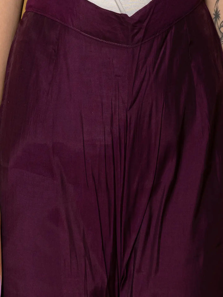 Purple Silk Embroidered Plus Size Kurta Dupatta Set-Yufta Store-7175PSKDPR3XL