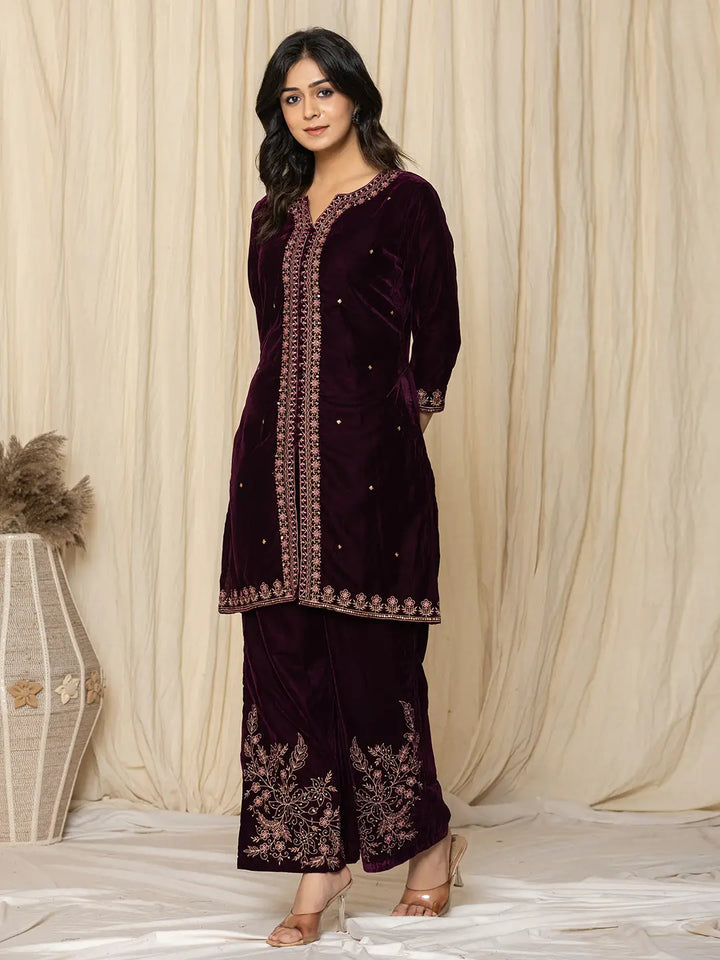 Purple Zari_Work Velvet Co-Ord Set-Yufta Store-6928CRDPRS