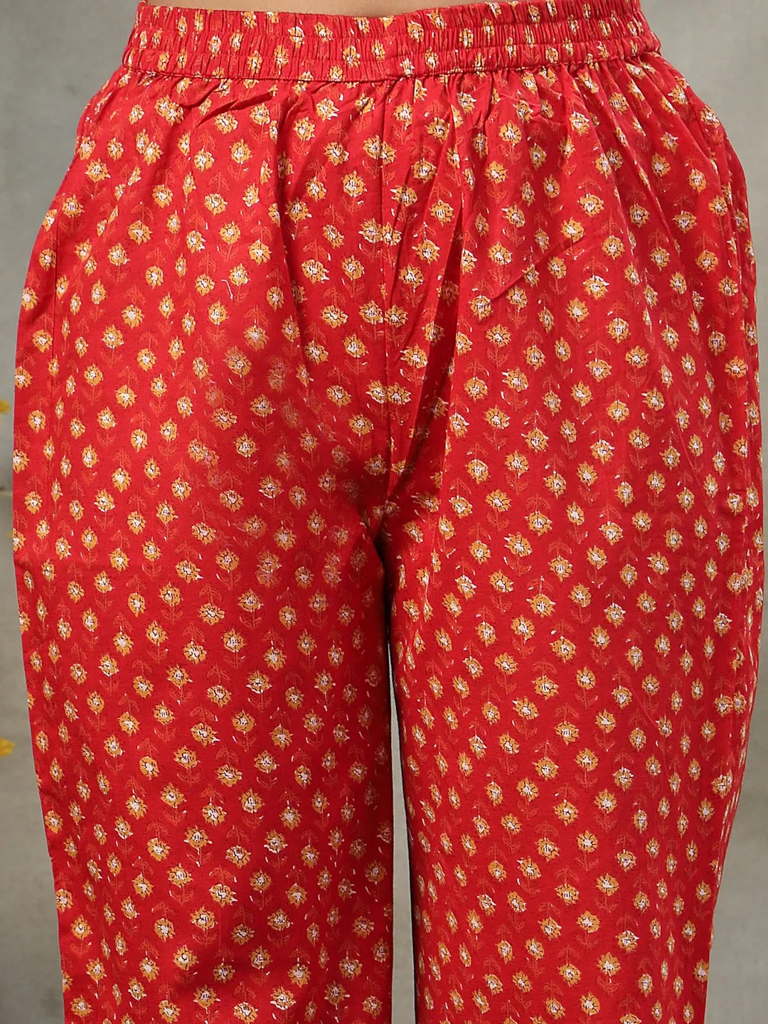 Red Cotton Maternity Kurta Set With Tie Dye Doriya Dupatta Set