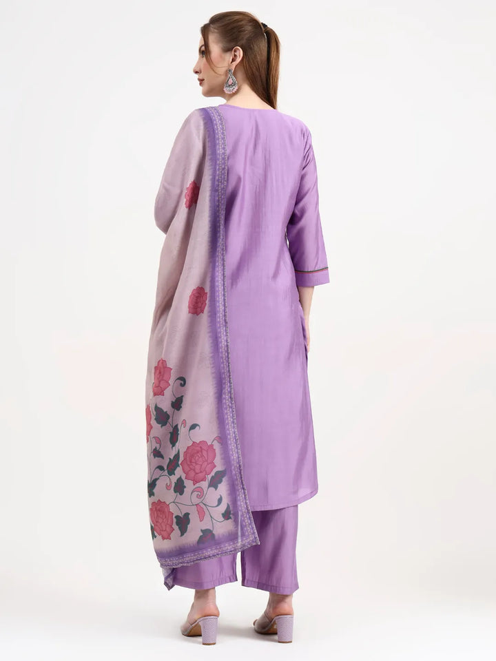 Roman Silk Lavender Kurta Dupatta Pant Set