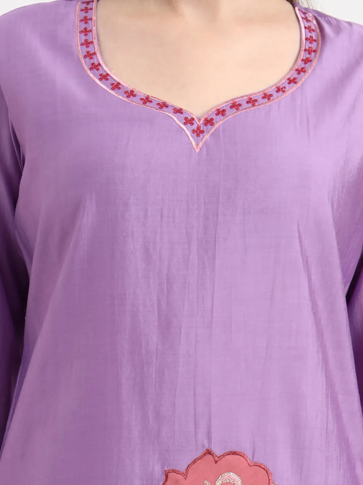 Roman Silk Lavender Kurta Dupatta Pant Set
