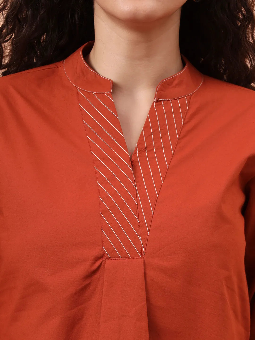 Rust Cotton Regular Top-Yufta Store-6342TOPRTS