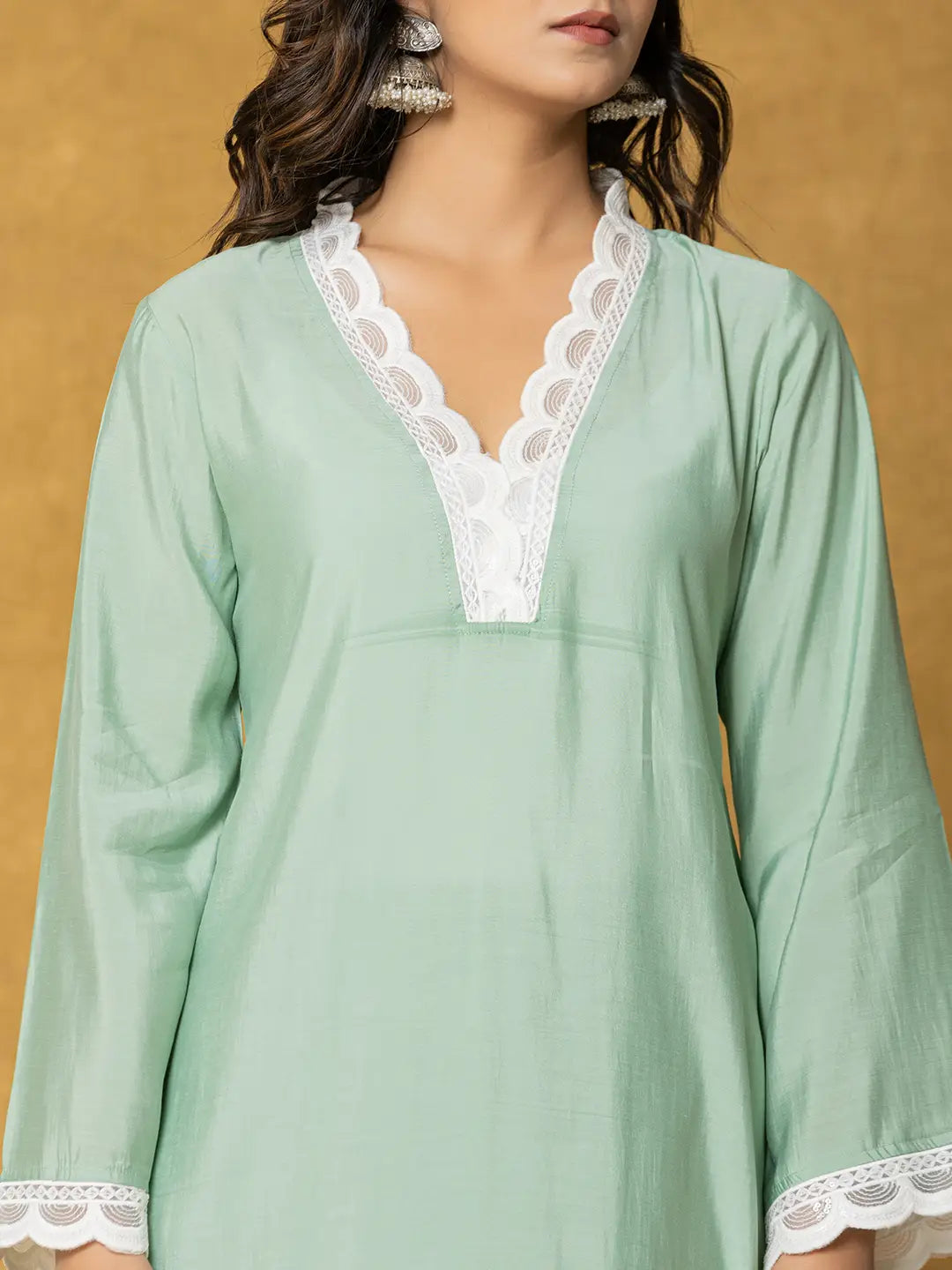 Sea Green Silk Kurta Set With Palazzo And Dupatta With Cotton Lining-Yufta Store-7330SKDSGS