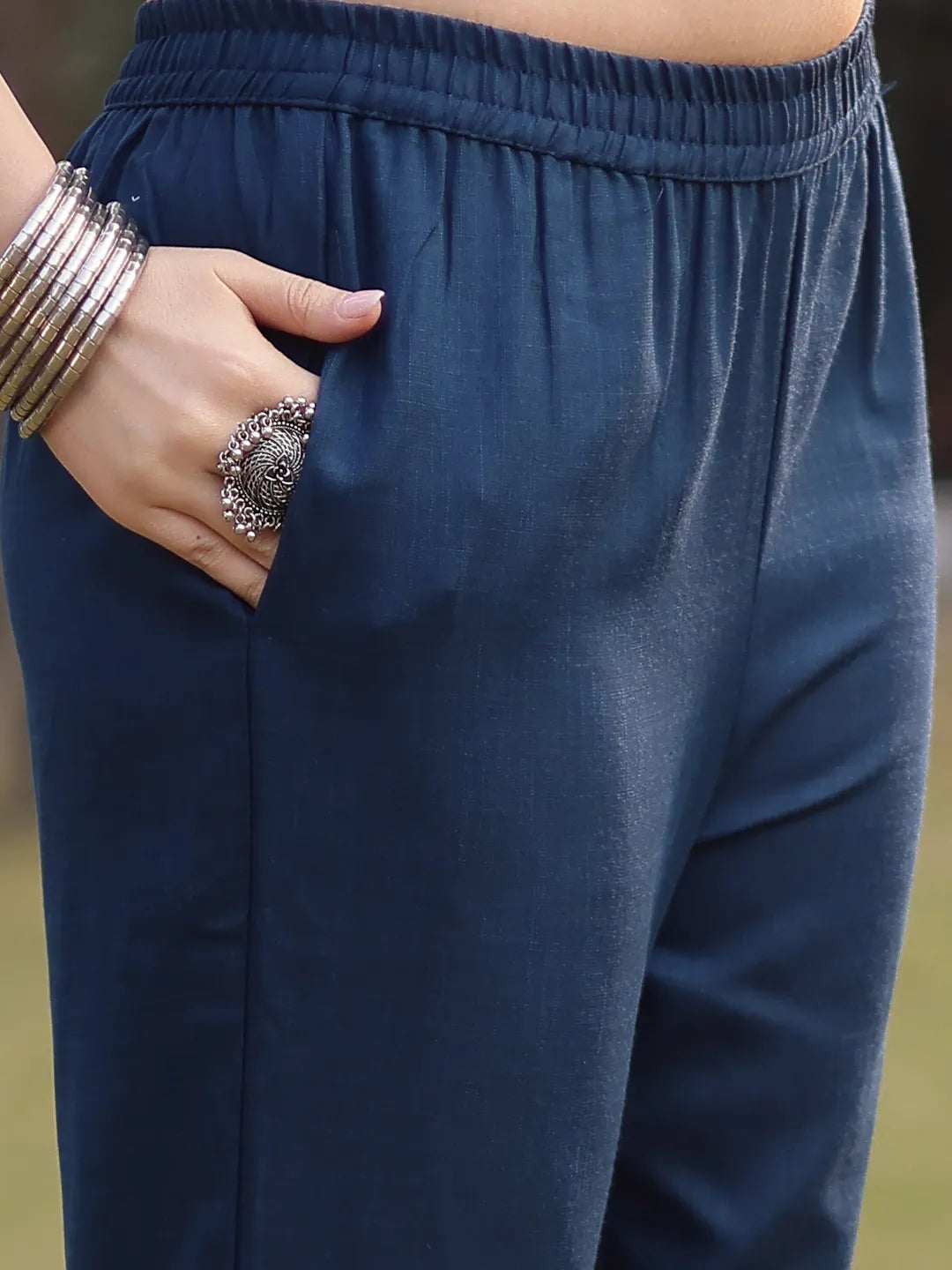 Teal Blue Pure Cotton Lace Work Pakistani Straight Kurta Dupatta Pant Set-Yufta Store-6577SKDTBM