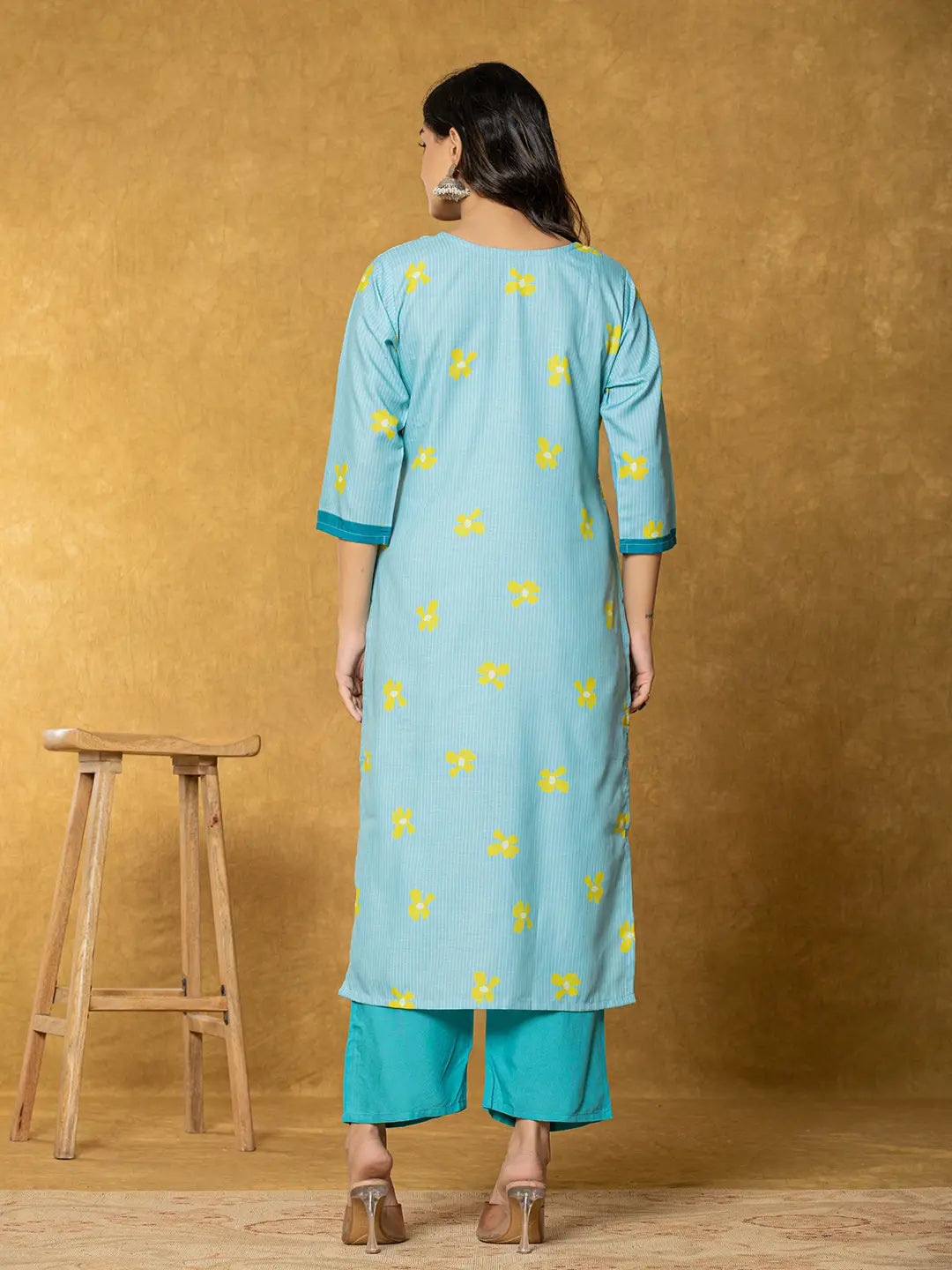 Teal Green Linen Kurta Dupatta Pant Set-Yufta Store-7322SKDTGS