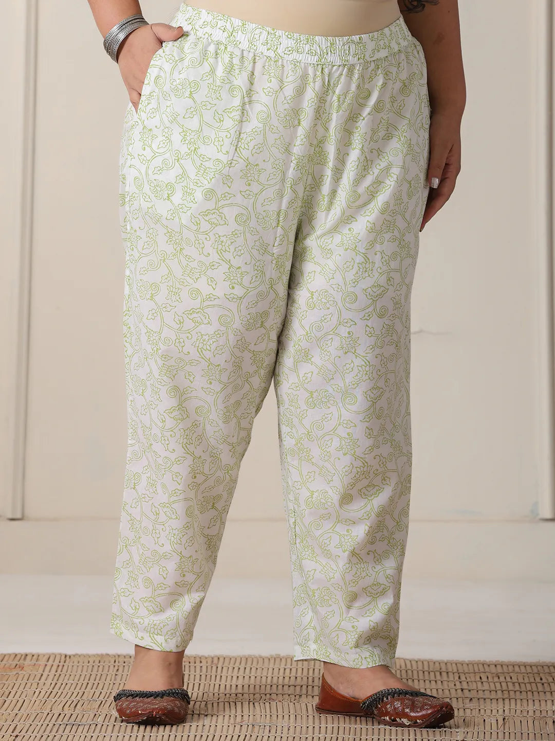 White And Yellow Cotton Sequins_Work Plus Size Kurta Set With Pant & Dupatta-Yufta Store-6234PSKDWH3XL