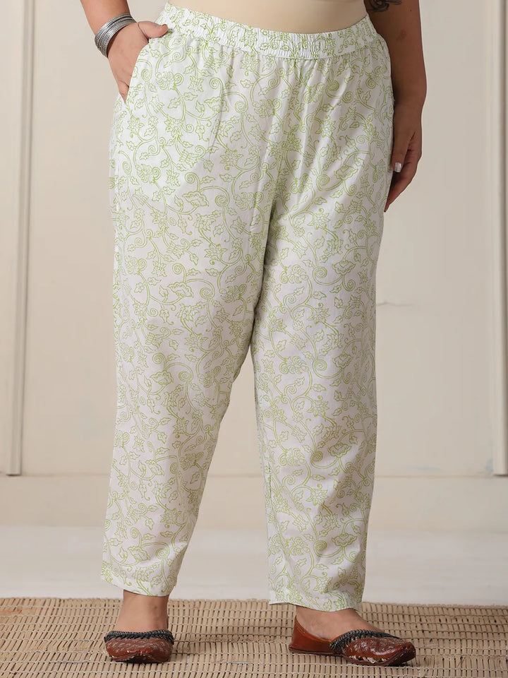 White And Yellow Cotton Sequins_Work Plus Size Kurta Set With Pant & Dupatta-Yufta Store-6234PSKDWH3XL