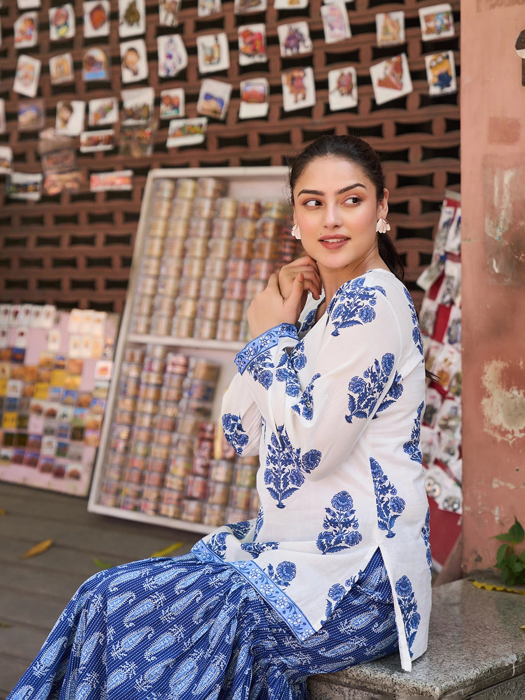 White Piping Design Peplum Top-Yufta Store-7469TOPWHS