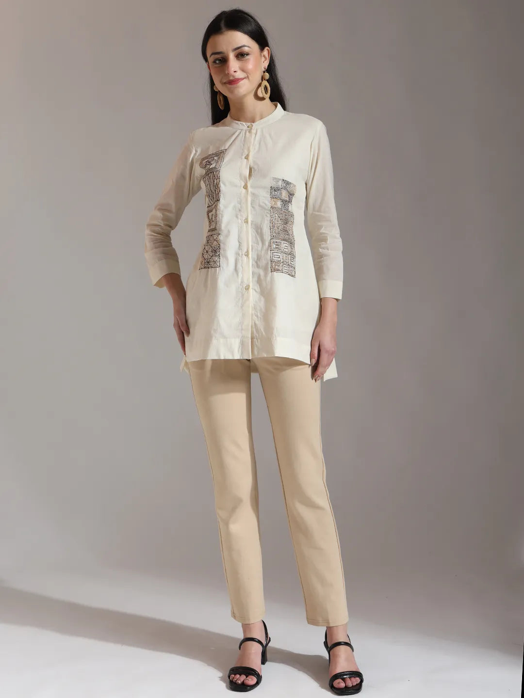 White Pure Cotton Embroidered Top-Yufta Store-6448TOPWHS