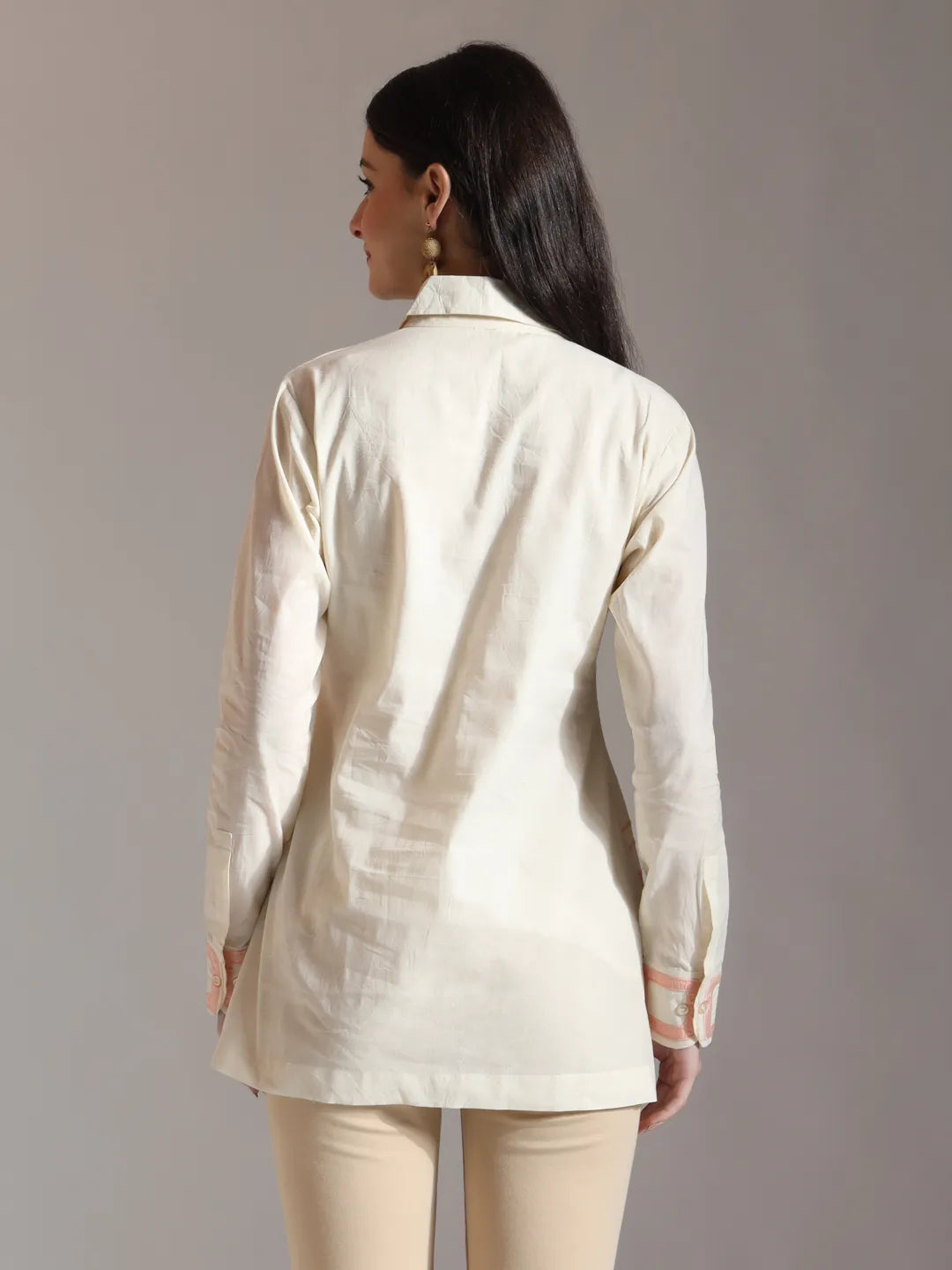 White Pure Cotton Top With Embroidery With Lining-Yufta Store-6446TOPWHS