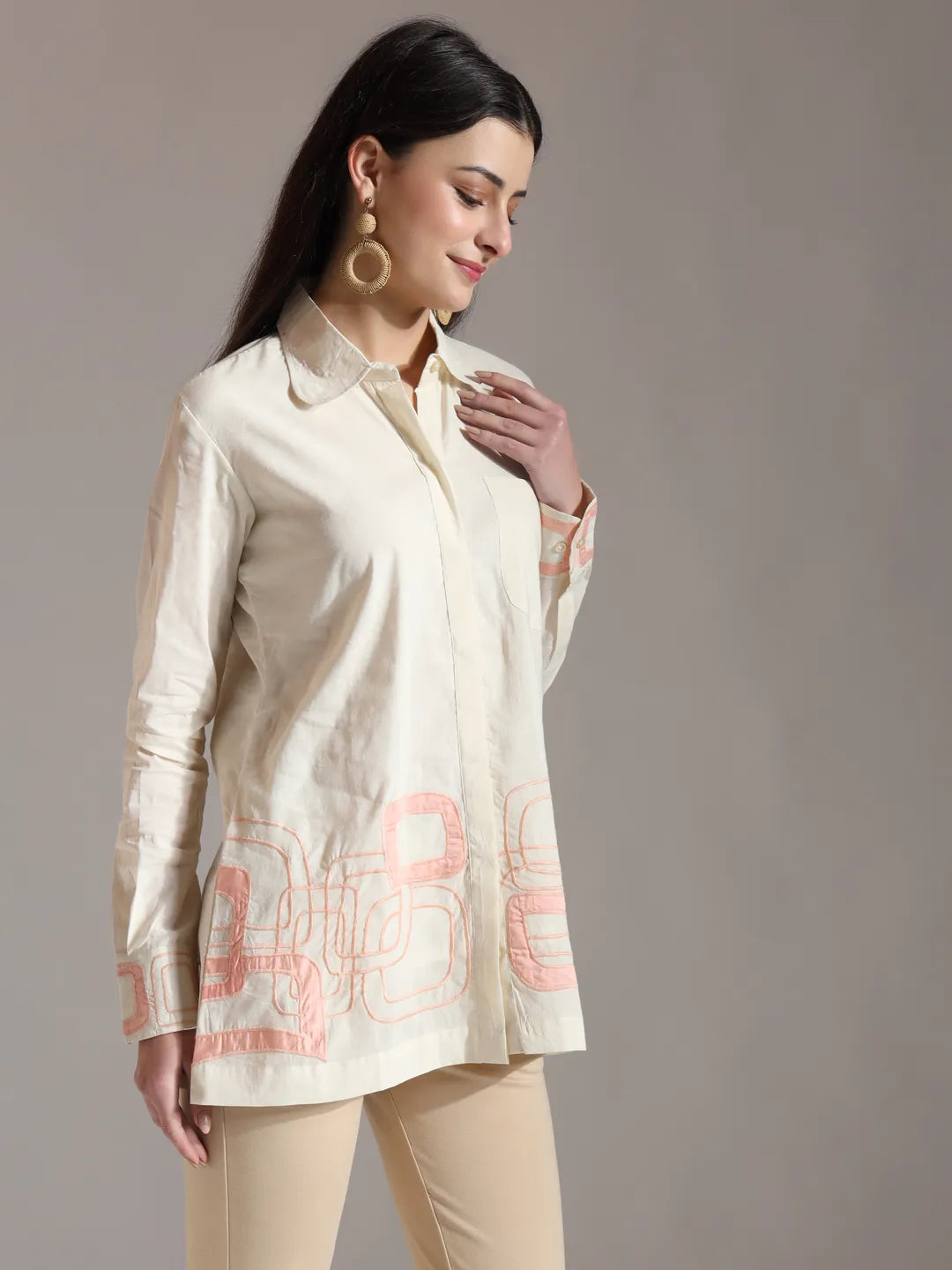 White Pure Cotton Top With Embroidery With Lining-Yufta Store-6446TOPWHS