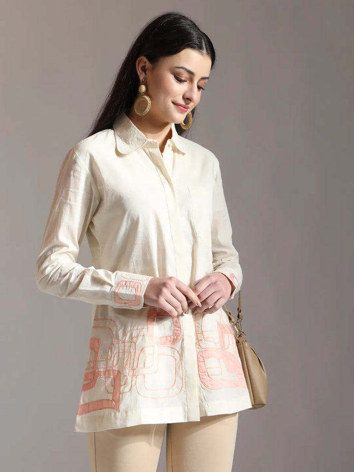White Pure Cotton Top With Embroidery With Lining-Yufta Store-6446TOPWHS