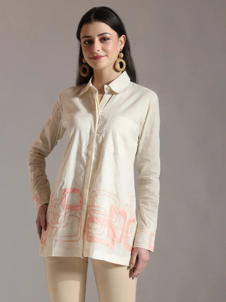 White Pure Cotton Top With Embroidery With Lining-Yufta Store-6446TOPWHS