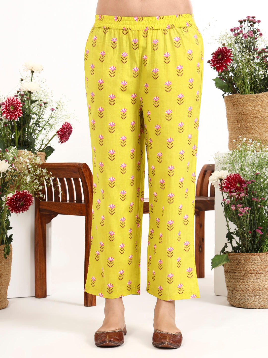 Yellow And White Striped A-Line Design Kurta Trouser Dupatta Set-Yufta Store-7460SKDYLS