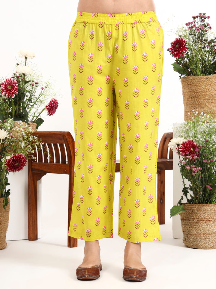 Yellow And White Striped A-Line Design Kurta Trouser Dupatta Set-Yufta Store-7460SKDYLS