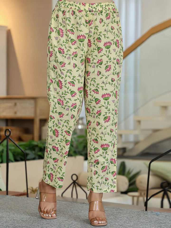 Yellow Cotton A Line Kurta Dupatta Set-Yufta Store-6357SKDYLM