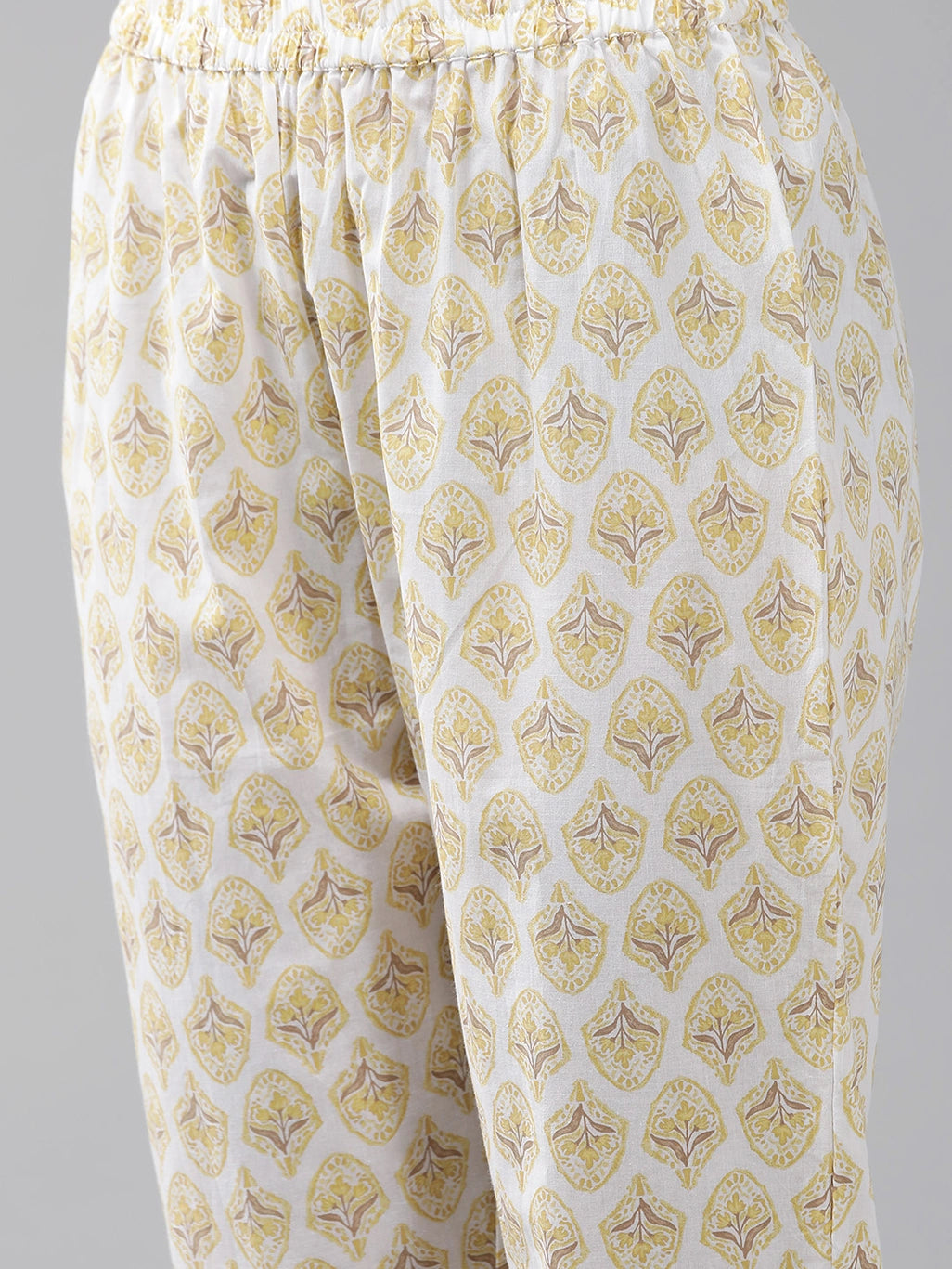 Yellow Floral Embroidered Sequinned Pure Cotton Kurta with Trousers & With Dupatta Set-Yufta Store-1443SKDYLS