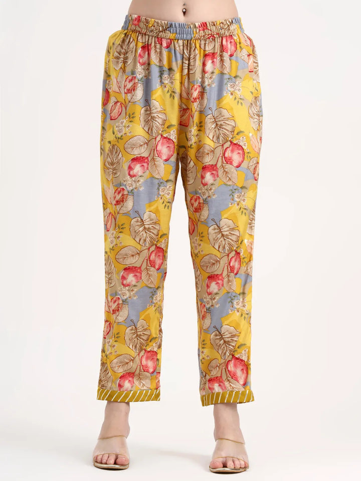 Yellow Lensing Flare Kurta Dupatta Set