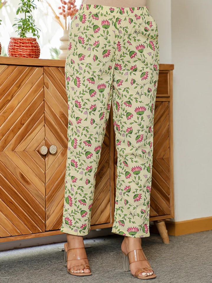 Yellow Pure Cotton Sleeveless Strappy Anarkali Kurta Dupatta Set-Yufta Store-6369SKDYLS