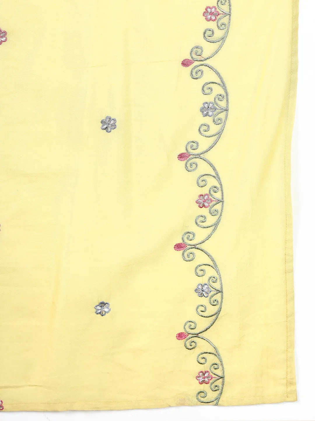 Yellow Resham Embroidery A-Line Chanderi Silk Kurta Palazoo Dupatta Set-Yufta Store-6760SKDYLM