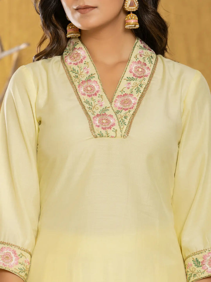 Yellow Silk Blend Pakistani Style Kurta Dupatta Set-Yufta Store-1010SKDYLS