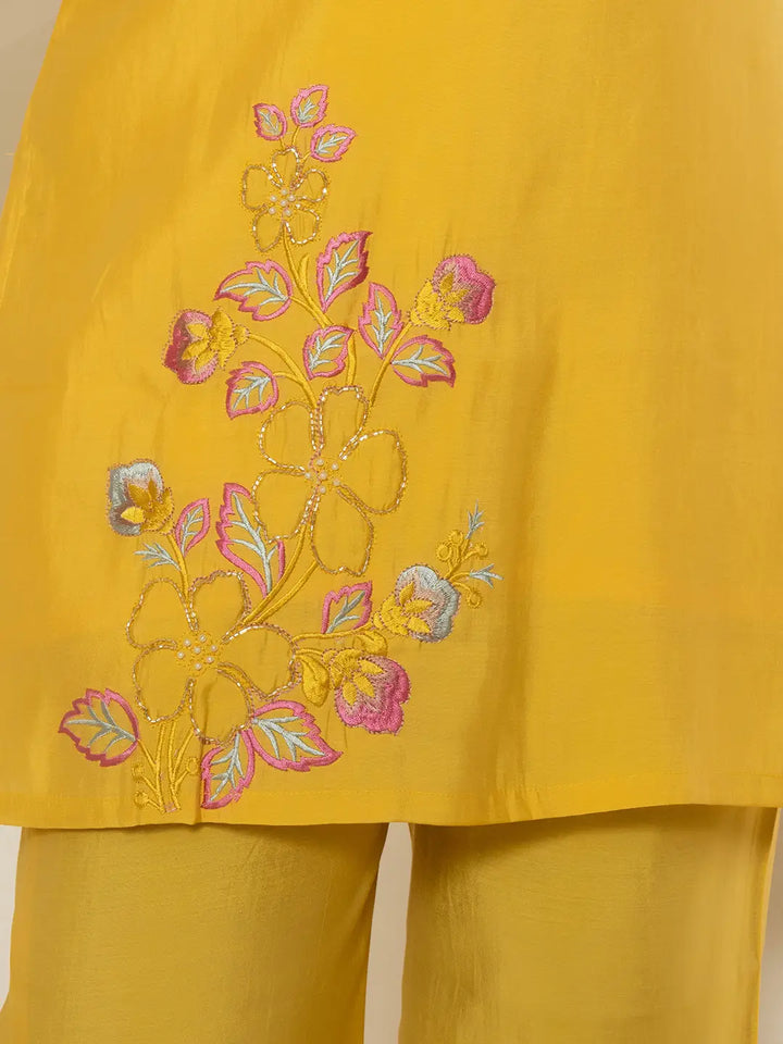 Yellow Thread_Work Shirt And Trouser Silk Blend Co-Ord Set-Yufta Store-7286CRDYLS