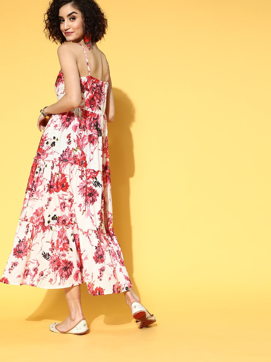 White & Pink Floral Printed Dress Yufta Store