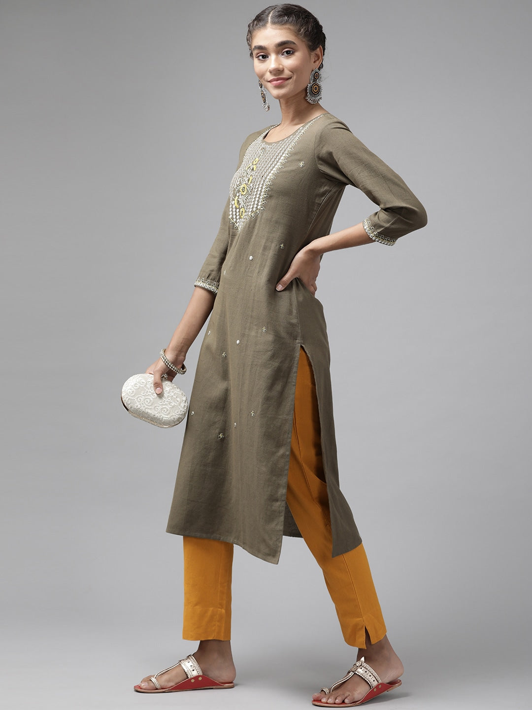 Yellow Cotton Fit Trousers Yufta Store